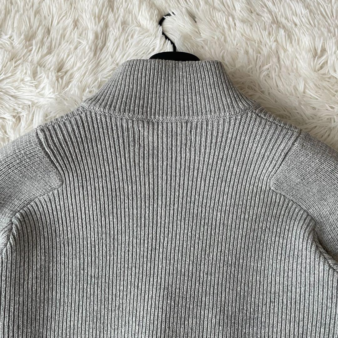 Stone  ドライバーズニット M グレー フルジップ リブ編み