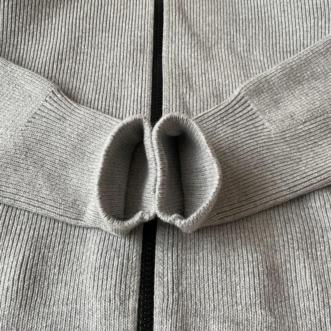 Stone  ドライバーズニット M グレー フルジップ リブ編み