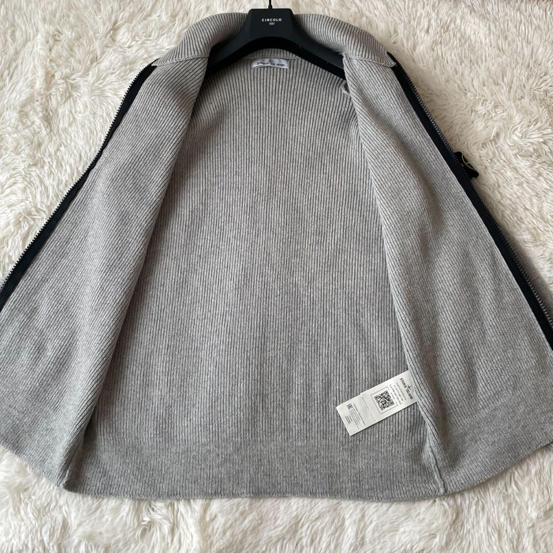 Stone  ドライバーズニット M グレー フルジップ リブ編み