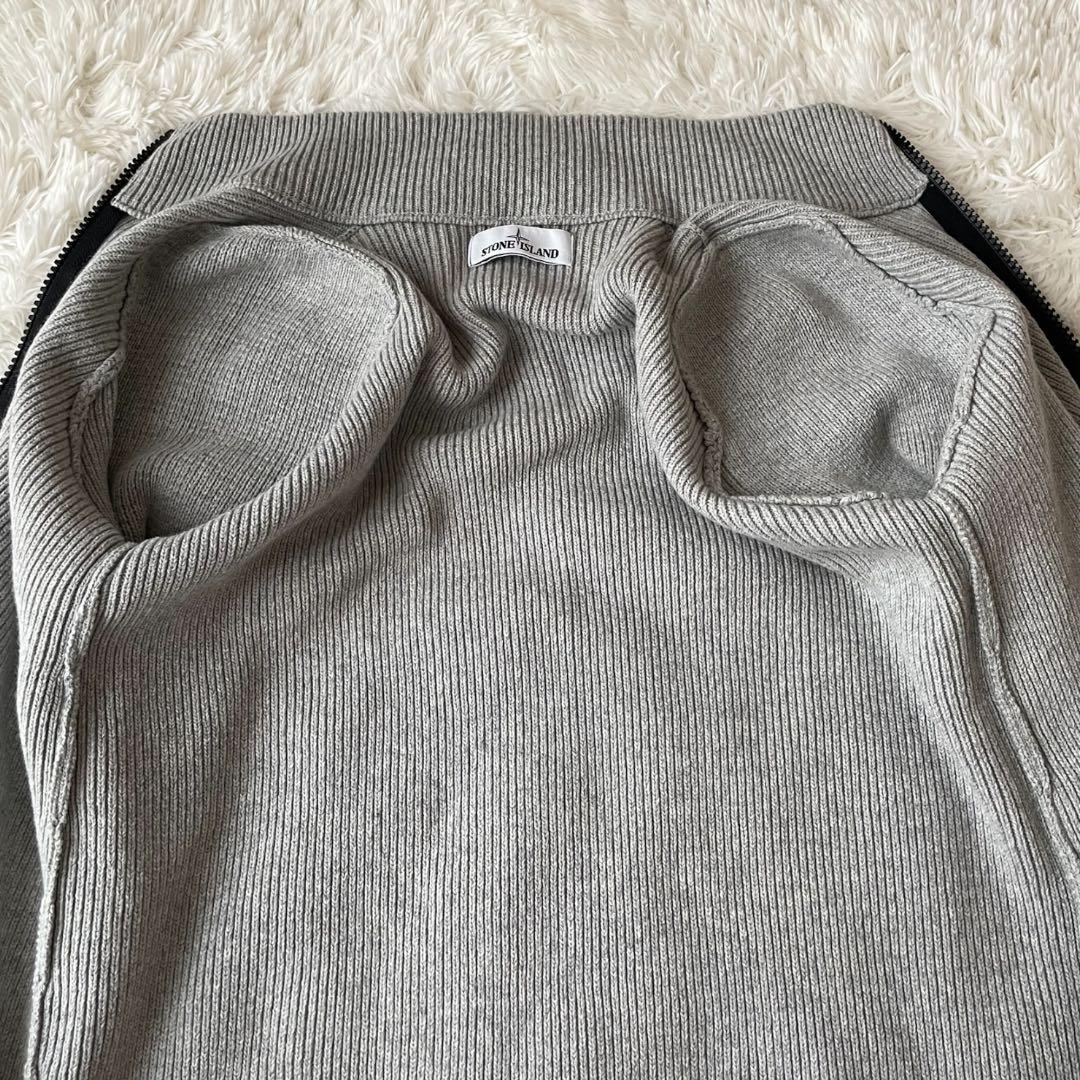 Stone  ドライバーズニット M グレー フルジップ リブ編み