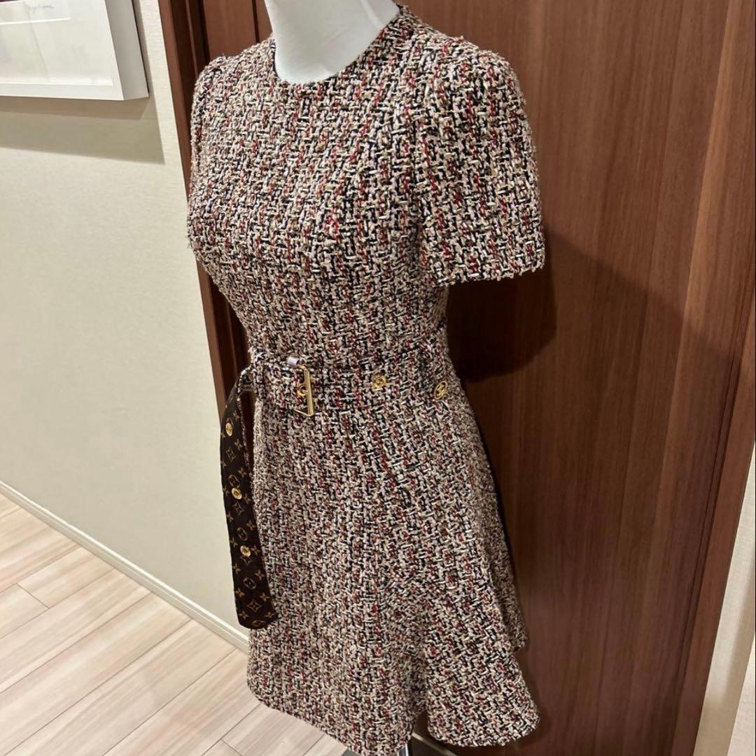 【美品】ルイヴィトン 21AW ツイード ワンピース モノグラム