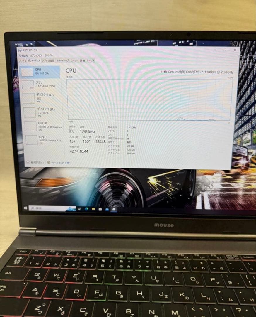 11世代i7 Mouse GTUNEゲーミング　GeForce RTX 3050