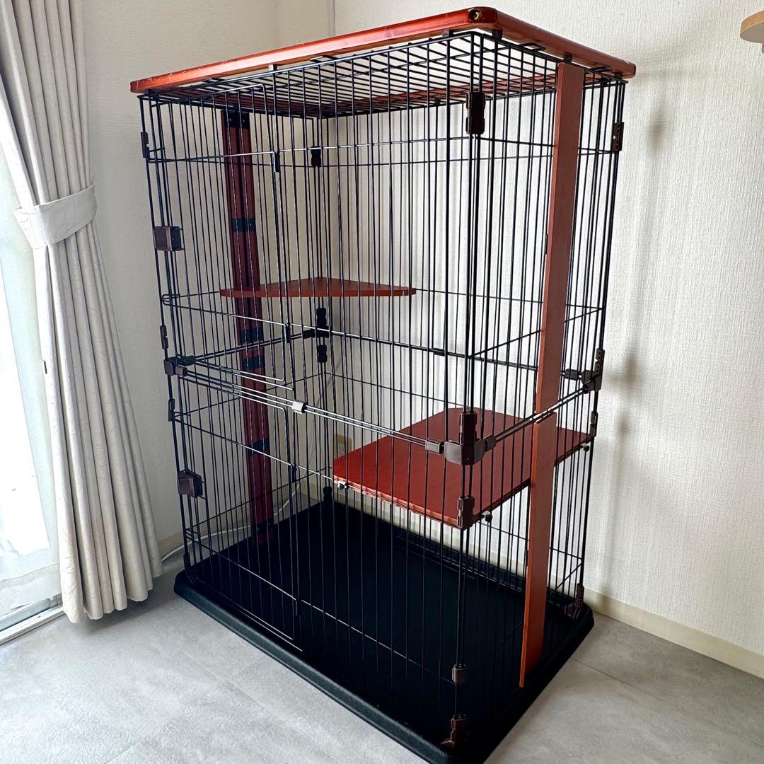 早いもの勝ち　キャットケージ　木製　3段　おしゃれ