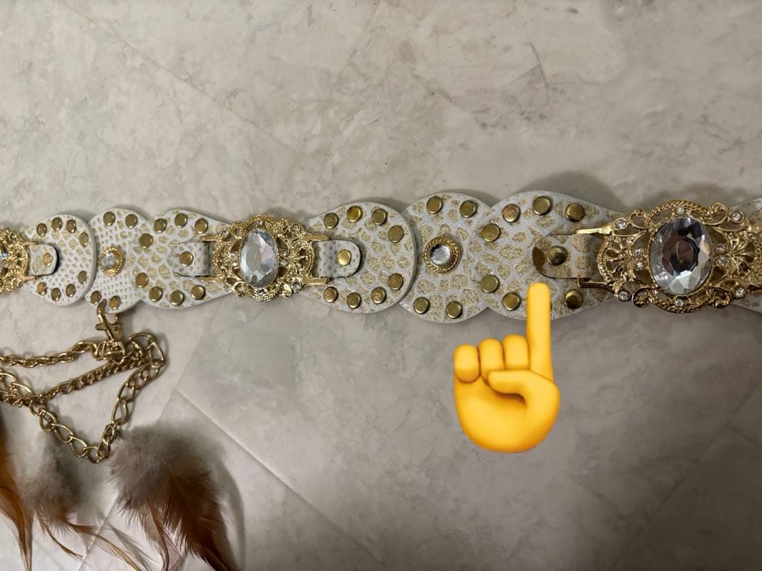 ゆりリリさん専用☆元祖d.i.a.ホワイト×ゴールドフェザーベルト