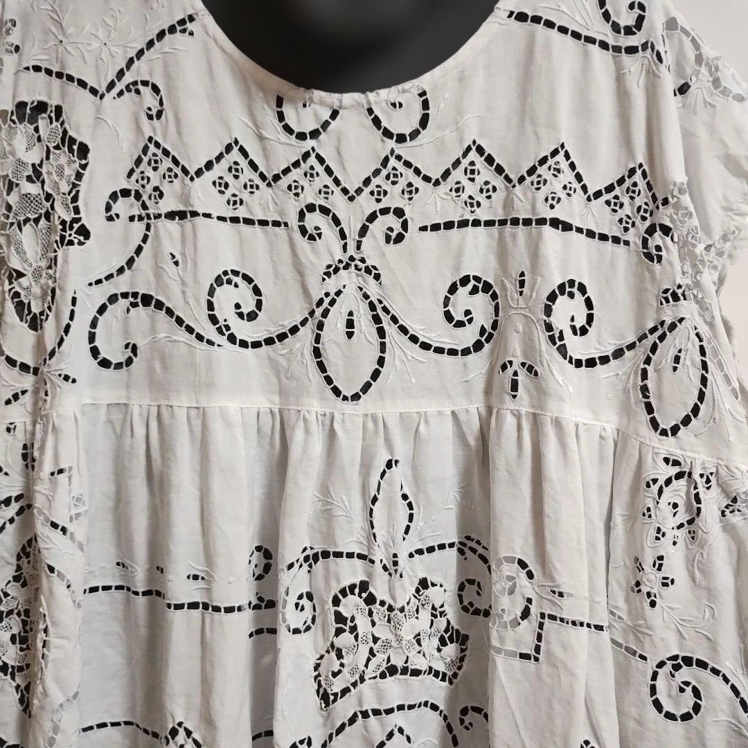 ✽3連休に向けての大特価✽　フランスアンティーク　カットワークリネンのチュニック