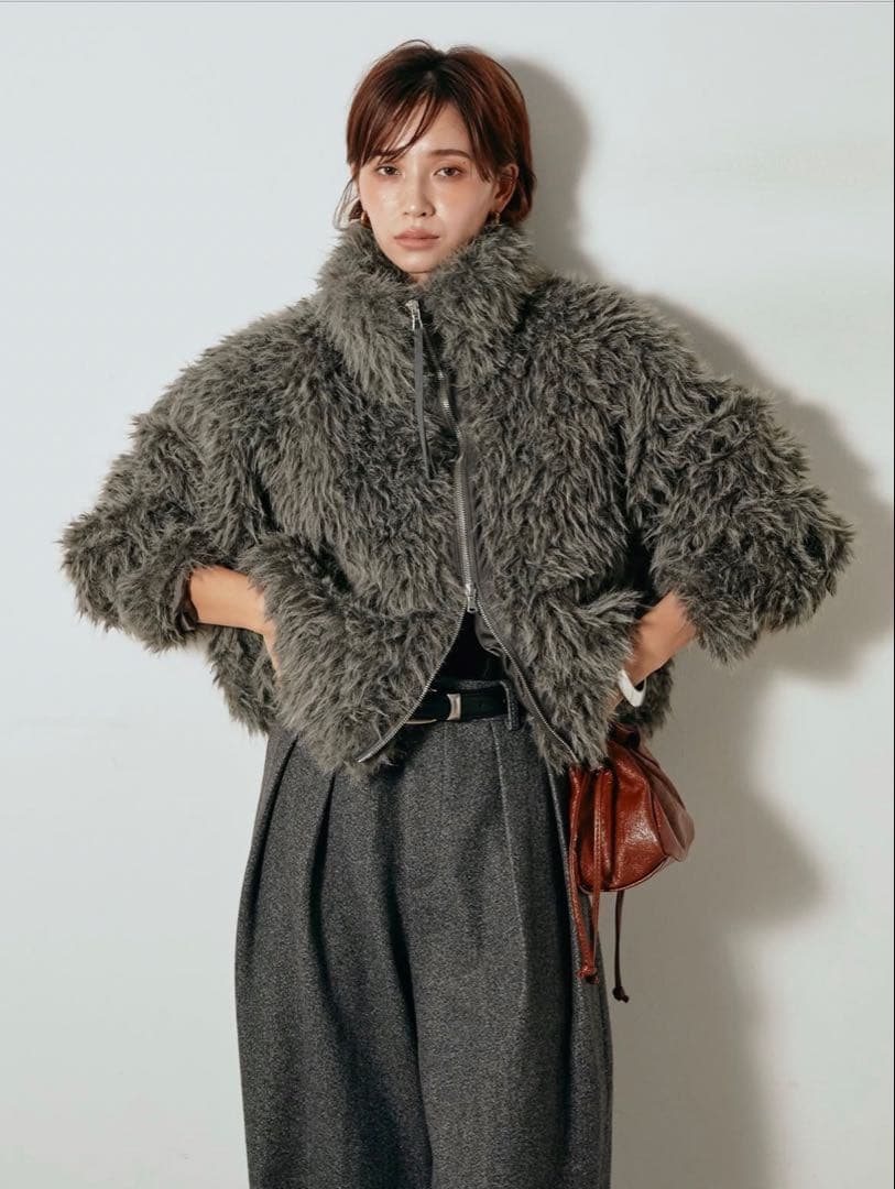 【新品・正規品】 ESICA ミックスシープファースタンドブルゾン