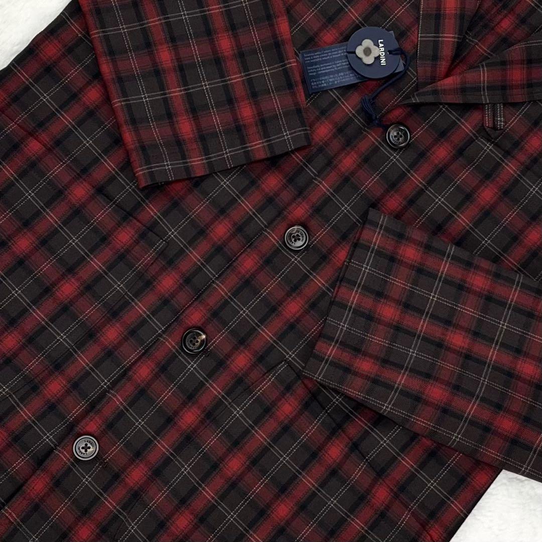 未使用品 LARDINI 三者混 タータンチェック アンコンジャケット M