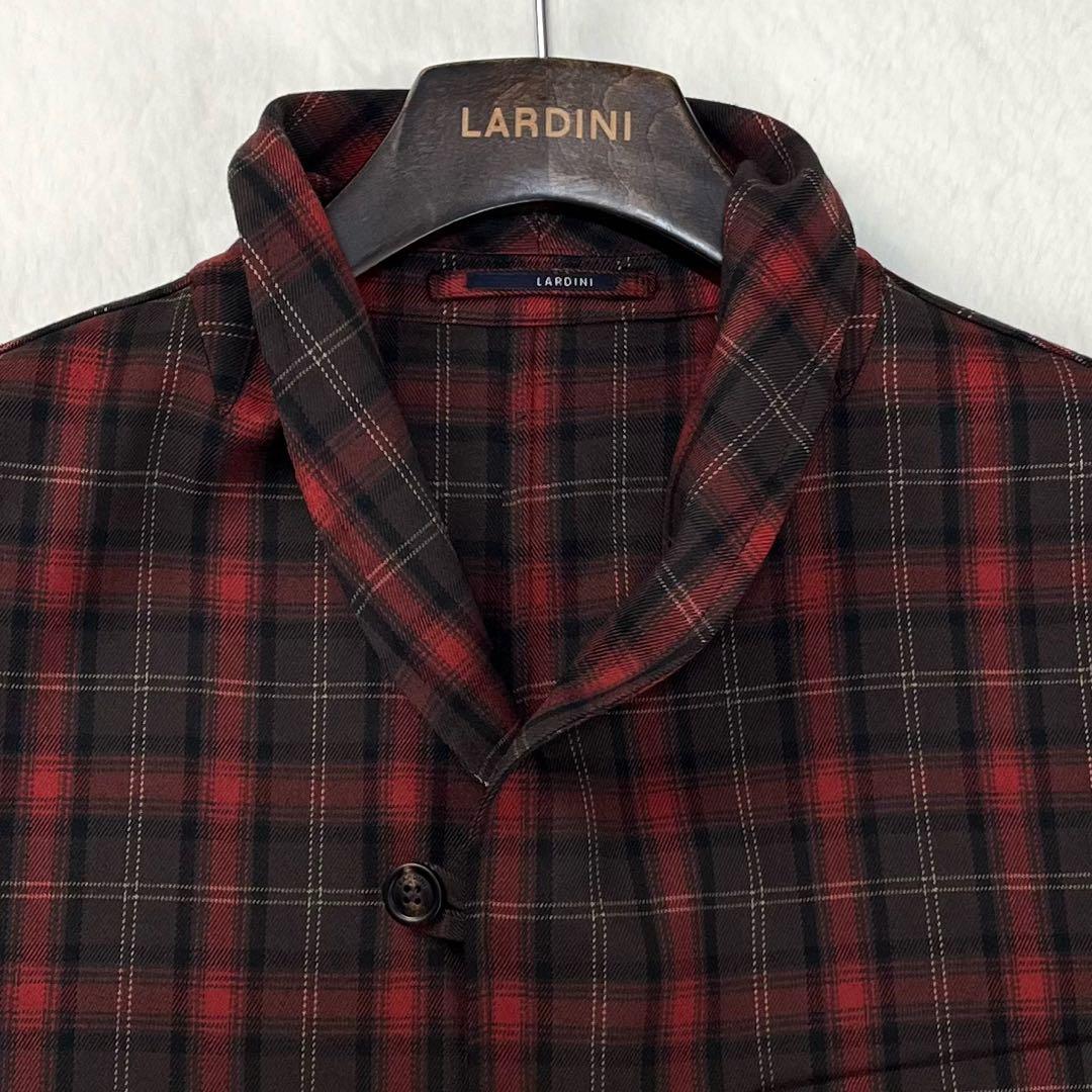未使用品 LARDINI 三者混 タータンチェック アンコンジャケット M
