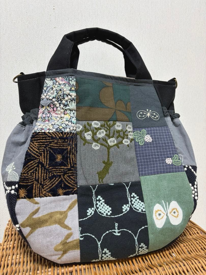 ミナペルホネン＊パッチギャザポケバッグ✂️ハンドメイド