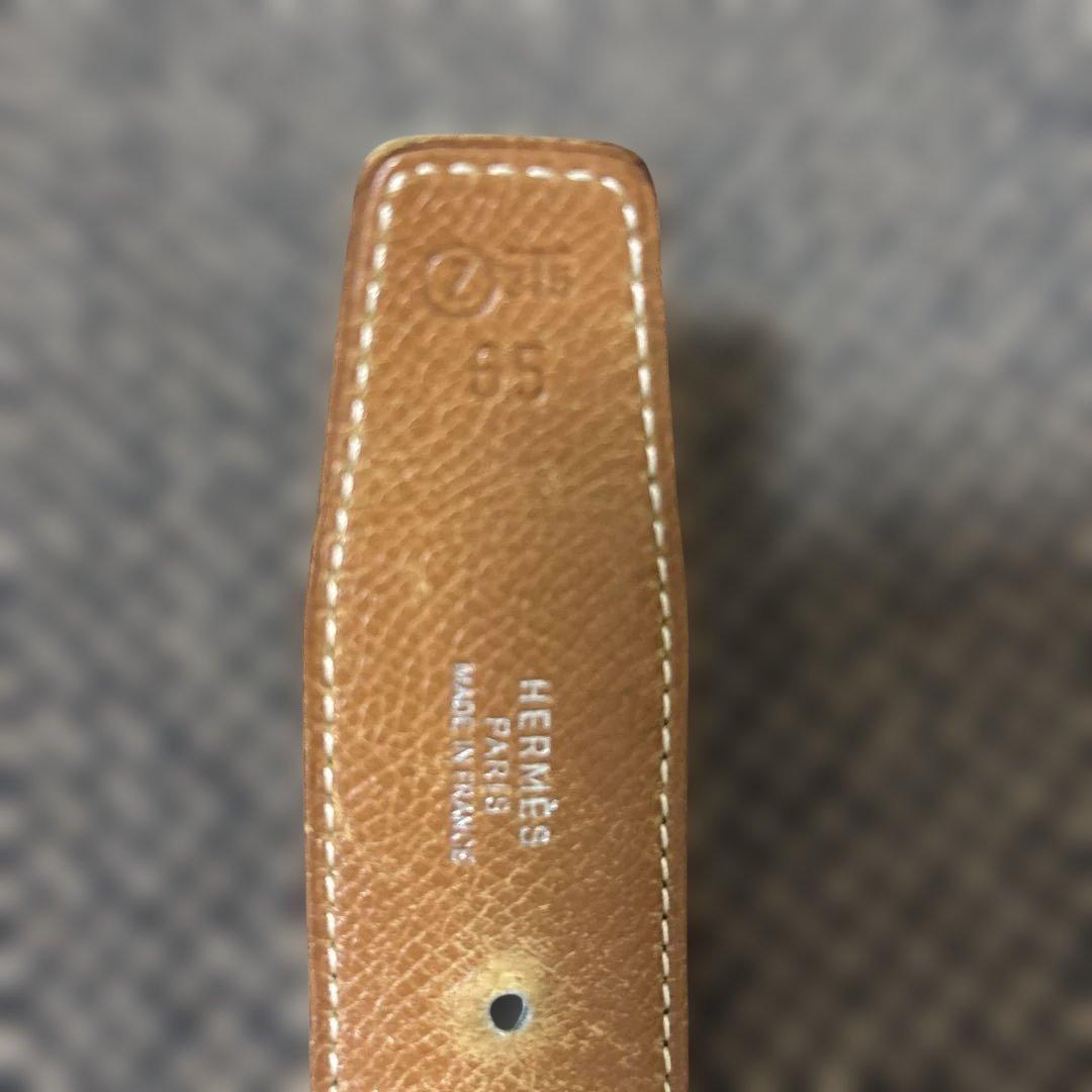 HERMES 黒レザーベルト H型バックル