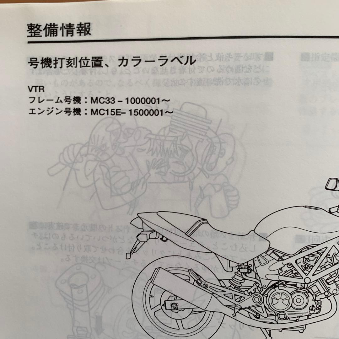HONDA ホンダ VTR250のマニュアル、追補版とパーツカタログのセット