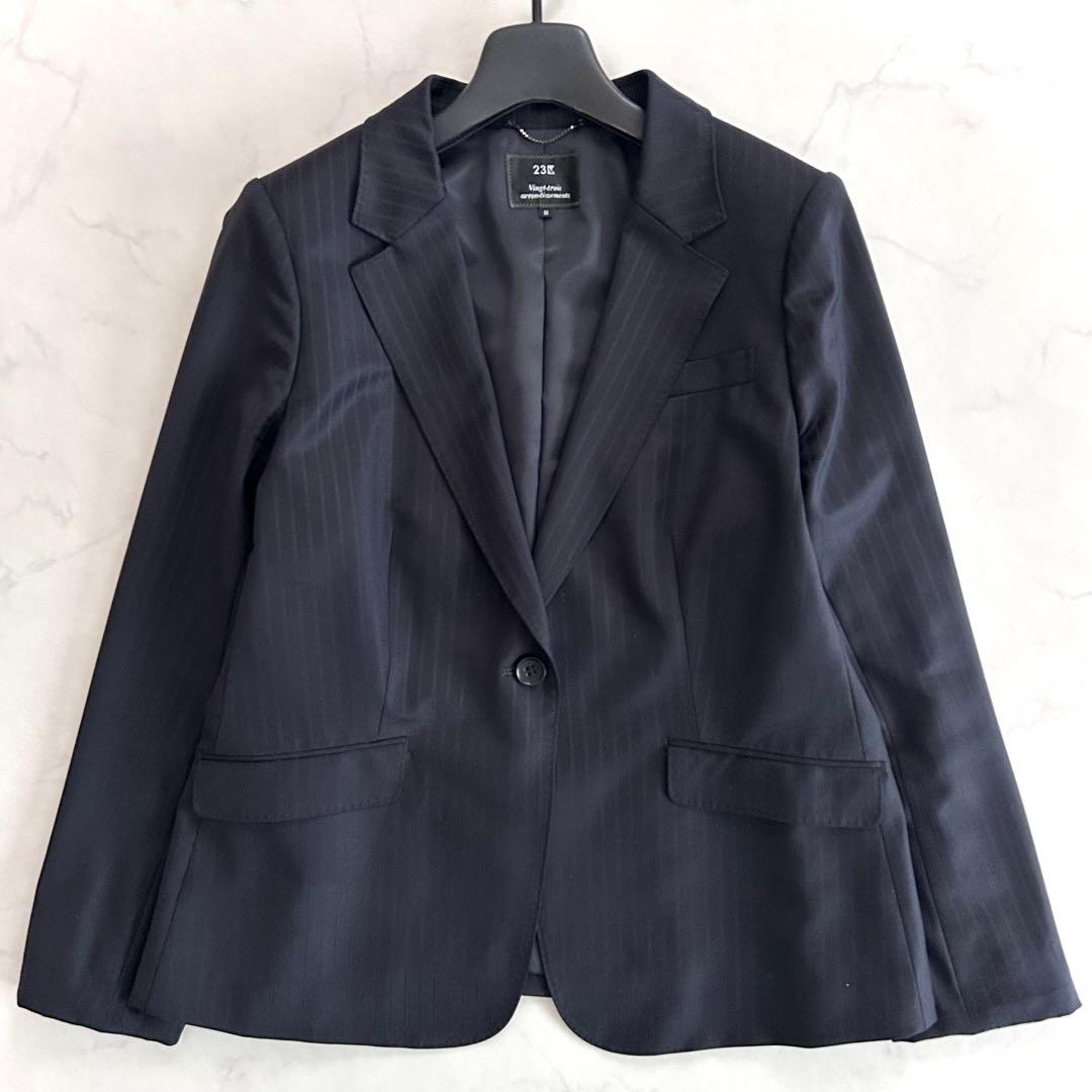 美品 23区 テーラードジャケット 大きいサイズ 50 濃紺 ネイビー 1B