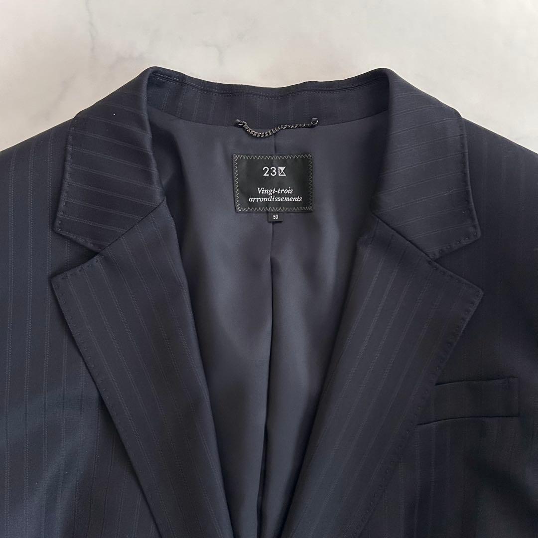 美品 23区 テーラードジャケット 大きいサイズ 50 濃紺 ネイビー 1B