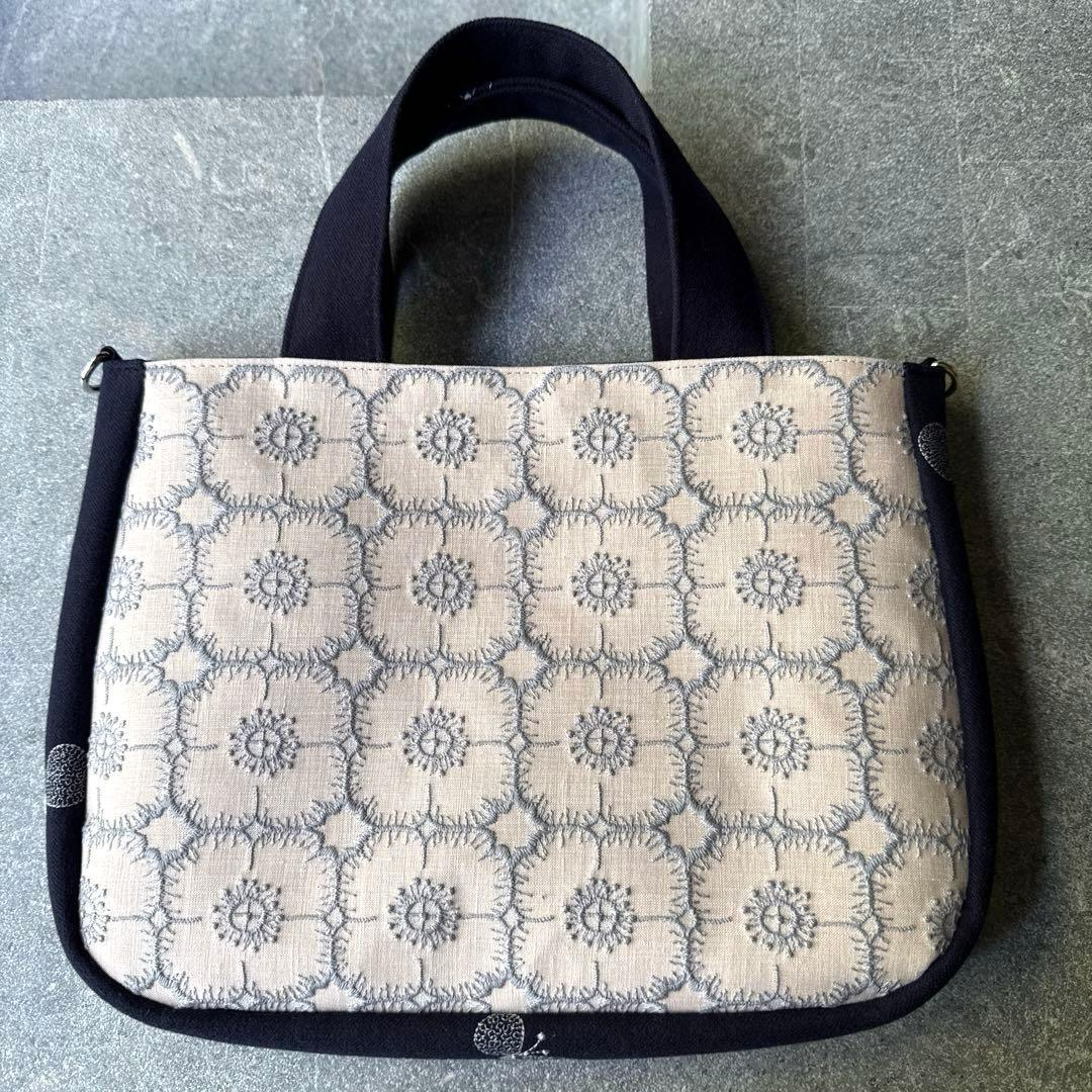 ハンドメイド　ミナペルホネン　アネモネ&choucho dop生地　バッグ