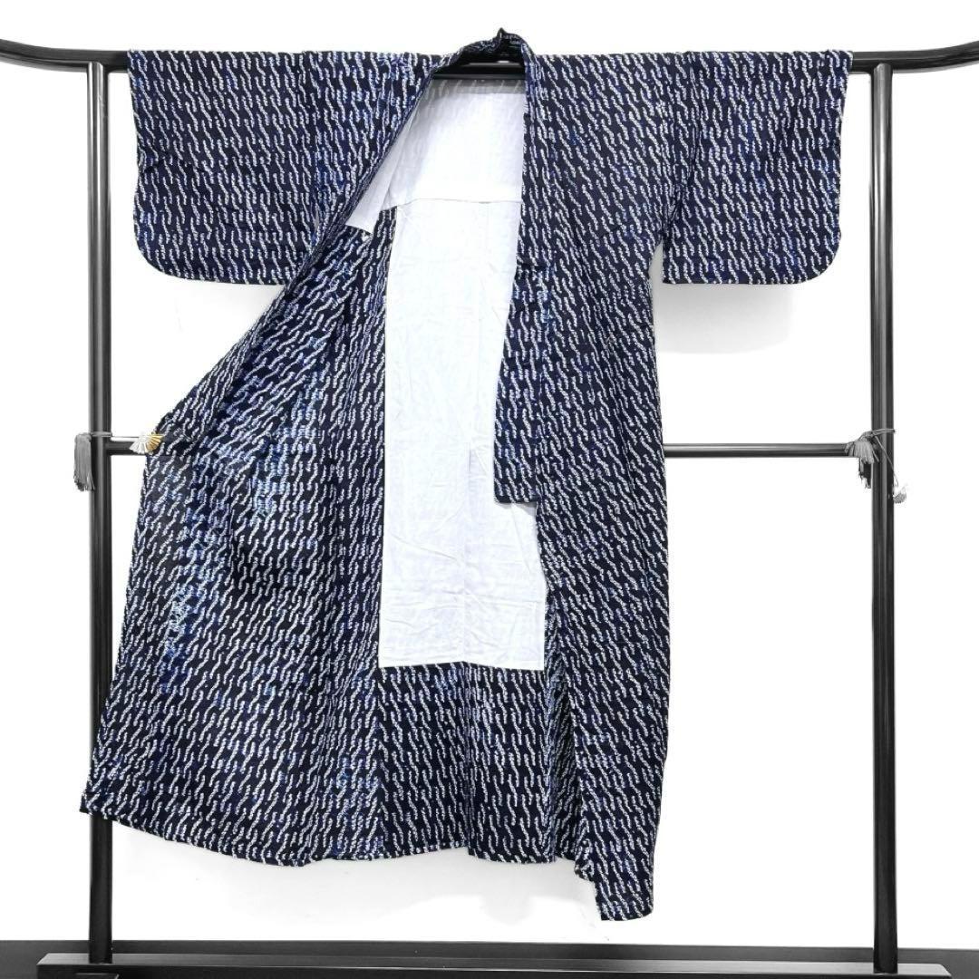 浴衣　有松鳴海絞り　編み込み模様　縦縞　変わり縦縞　着物　064w d