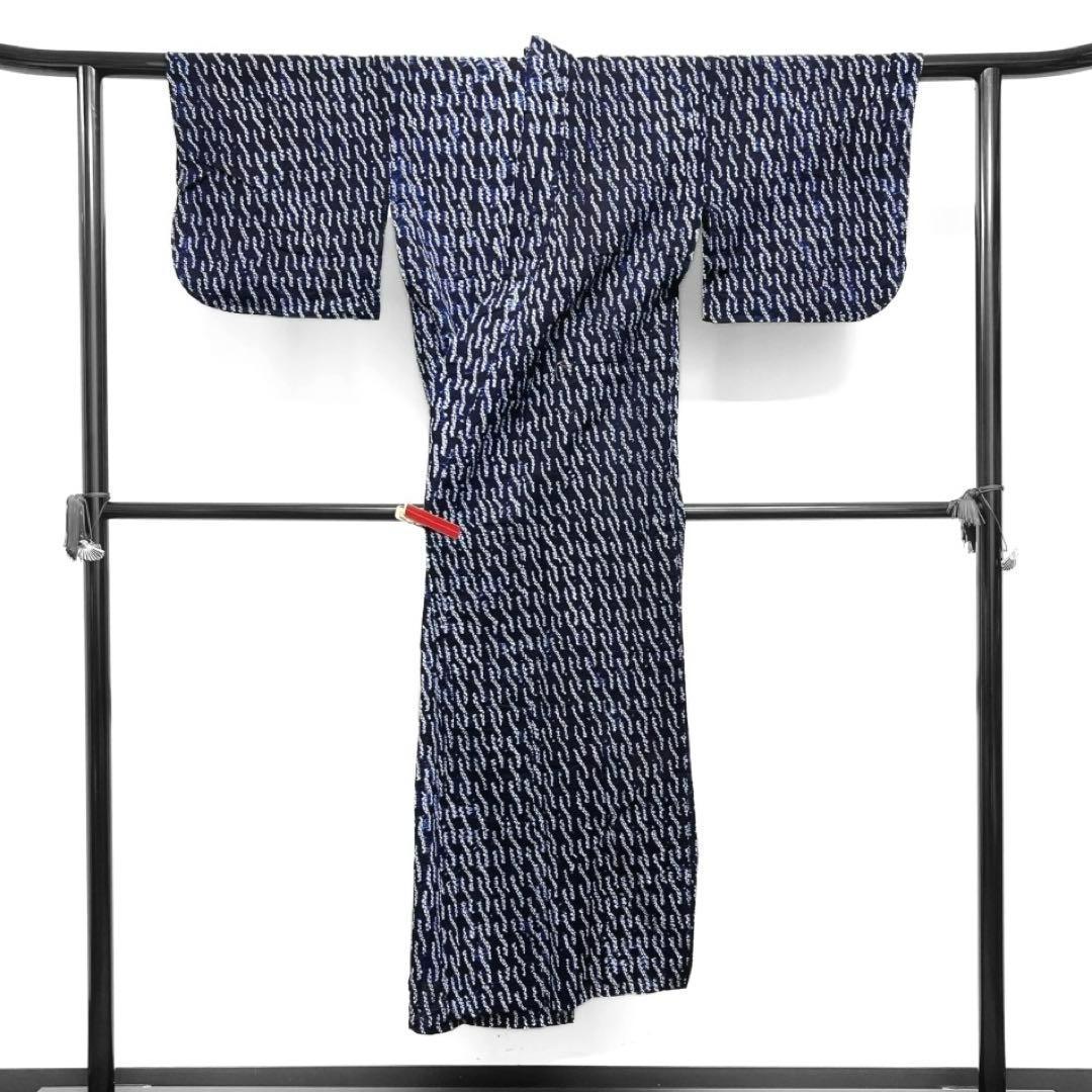 浴衣　有松鳴海絞り　編み込み模様　縦縞　変わり縦縞　着物　064w d