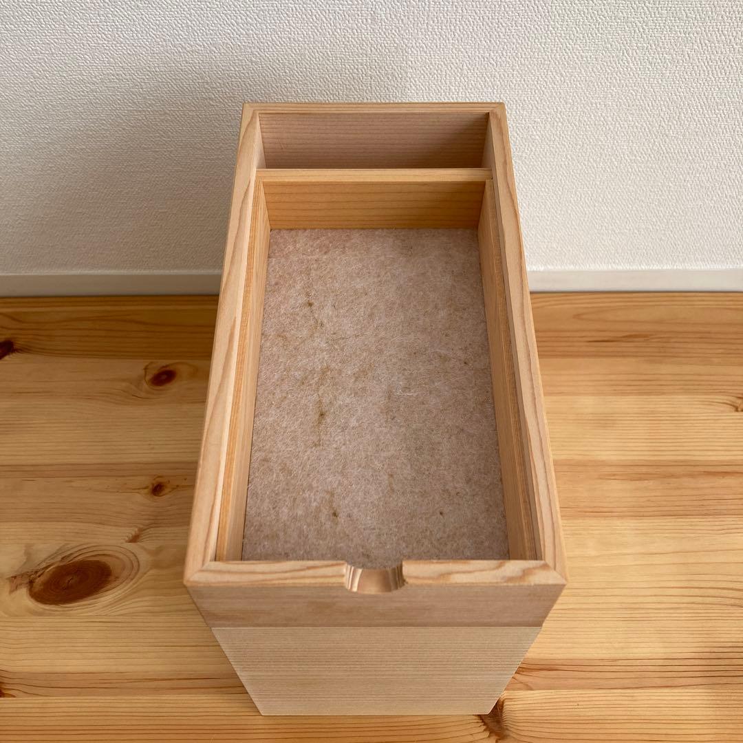 美品 北欧暮らしの道具店 木製ミラー付きメイクボックス【フェルトクッション付】