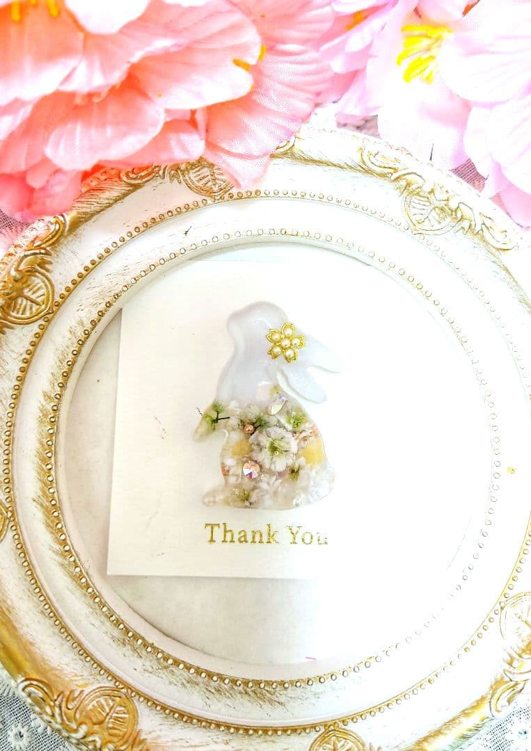 レジン　猫　うさぎ　ヘアゴム　ブローチ　ポニーフック　No.930