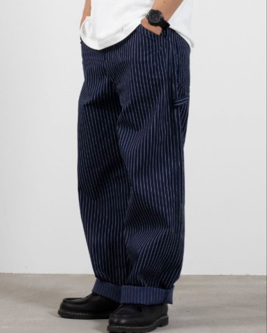 こうじLee イージーペインターパンツ　リー　ストライプ　サイズL