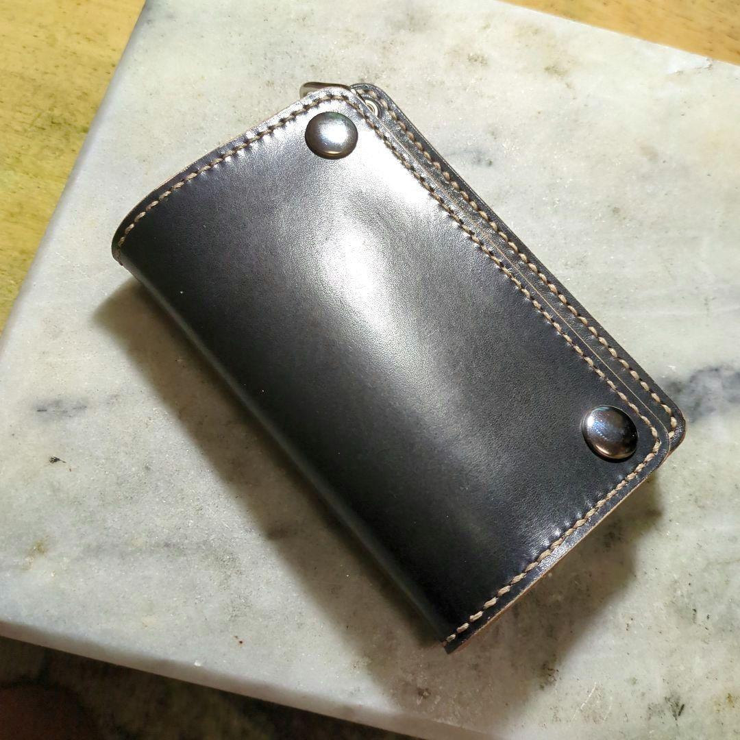 姫路ヌメ革 トラッカーウォレット ハンドメイド ミドルウォレット 2つ折り財布