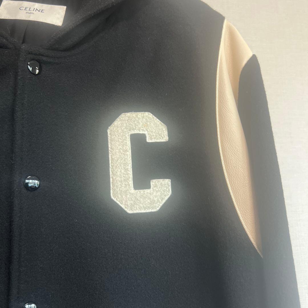 CELINE フード付きスタジャン ブラック/ベージュ美品