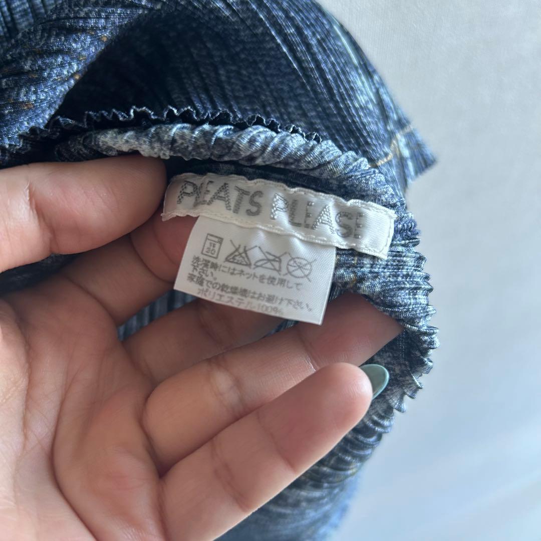 プリーツプリーズ　デニム　プリント　ブルー系　極美品　サイズ3