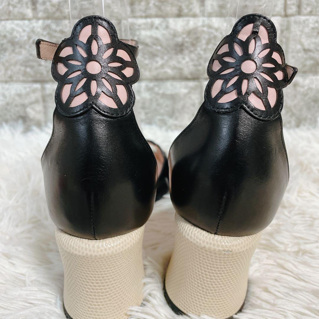 【極美品】FENDIフェンディ　アンクルストラップ　チャンキーヒール　ミュール