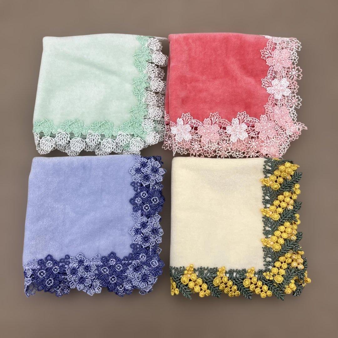 廃盤 近沢レース 桜 タオルハンカチ 春爛漫 さくら ハンカチ　近沢レース店