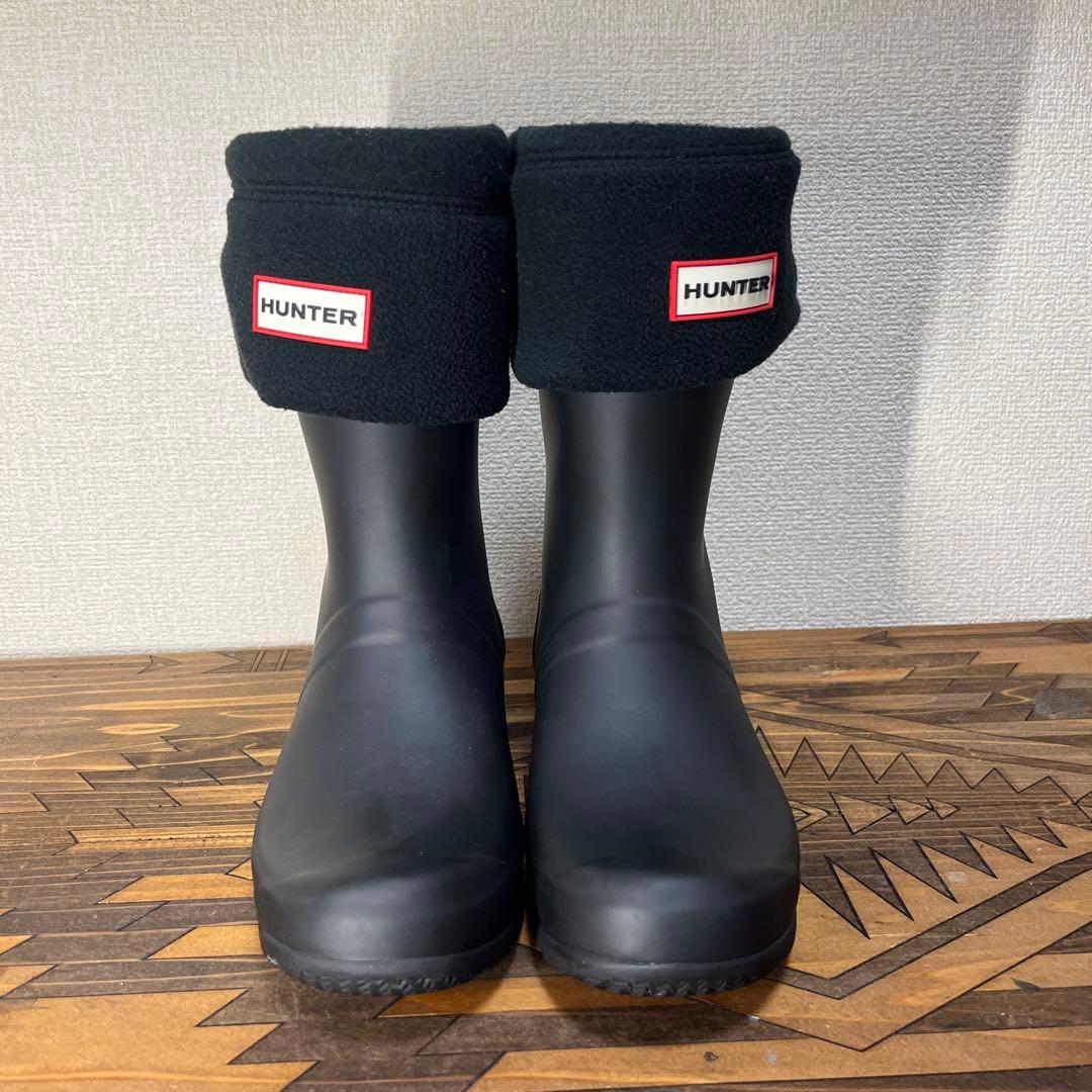 HANTER レインブーツ ショート フリースソックス付 US7 送料無料
