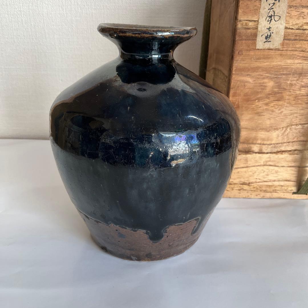 古伊万里　瑠璃釉海鼠壺　江戸時代中期頃