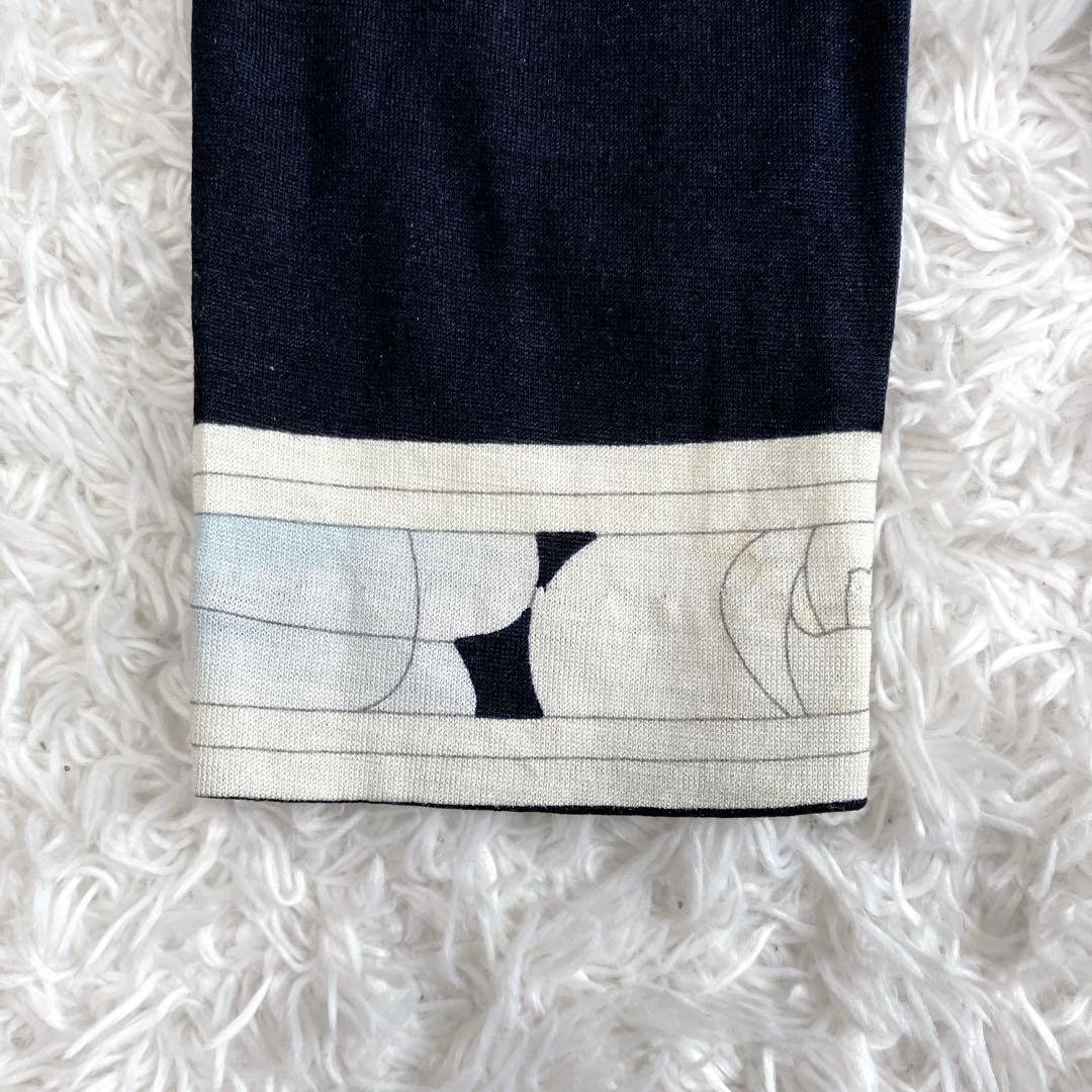 シルク混✨レオナール カットソー トップス トリム 花 伸縮性 ブラック 38