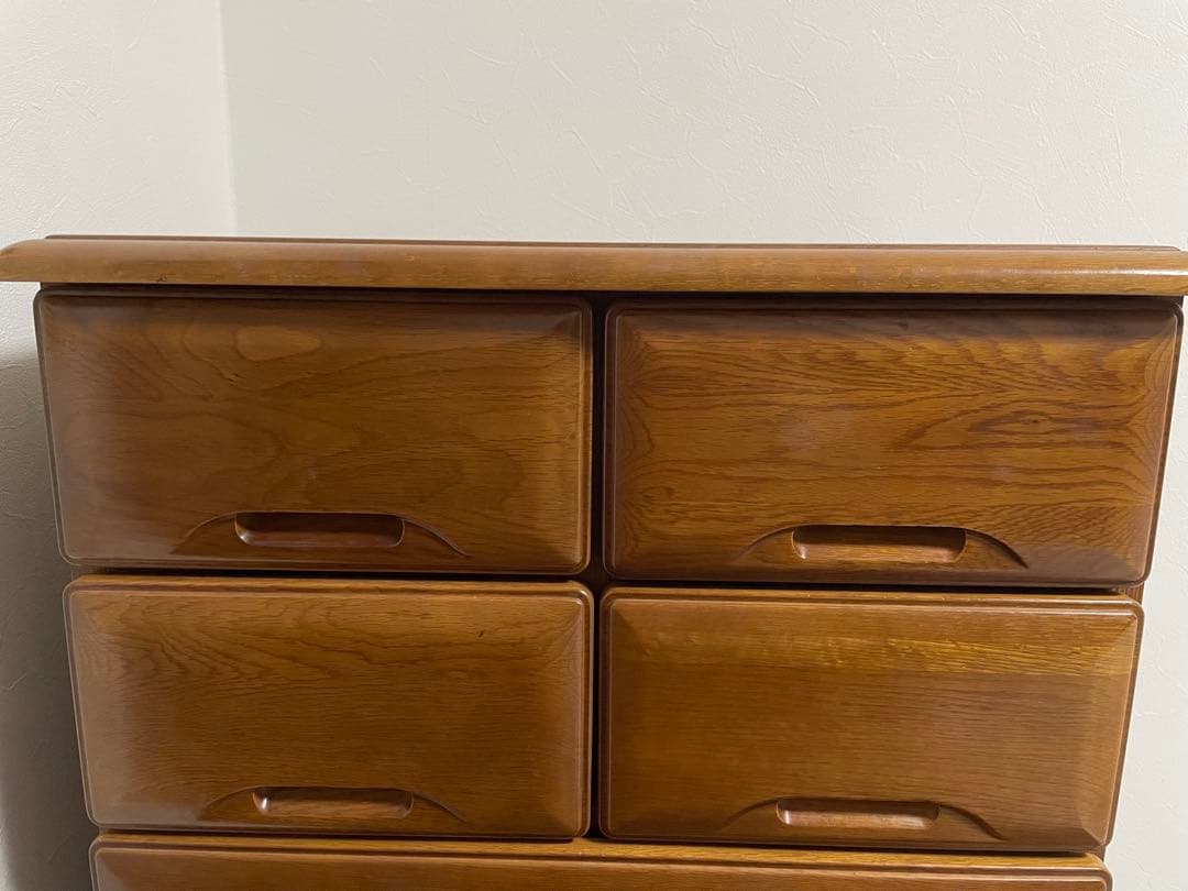 木製7段チェスト タンス　オーク材　箪笥　ハイチェスト　棚　引き出し付