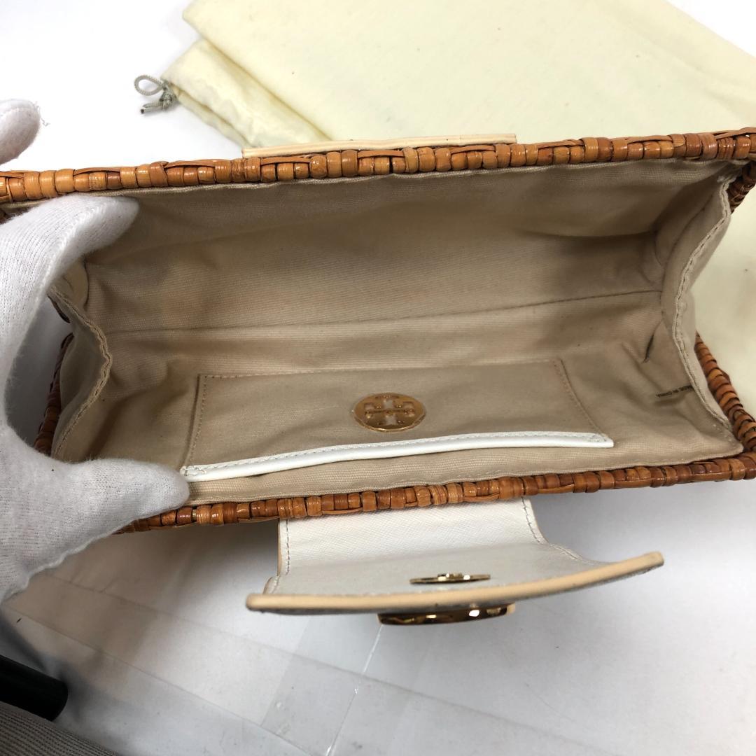TORY BURCH クラッチバック　かごバッグ　ラタン　レザー　正規品