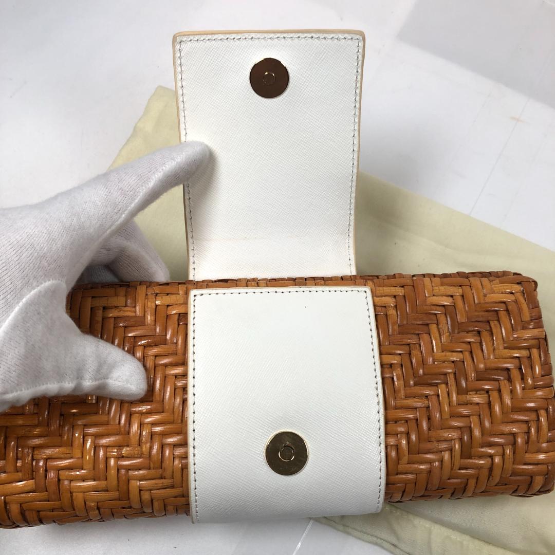 TORY BURCH クラッチバック　かごバッグ　ラタン　レザー　正規品