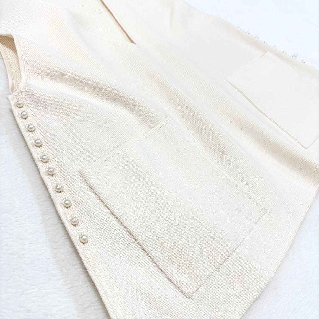 【Ballsey】パールコンビ Ｖネック ベスト ニット ホワイト 白 ジレ