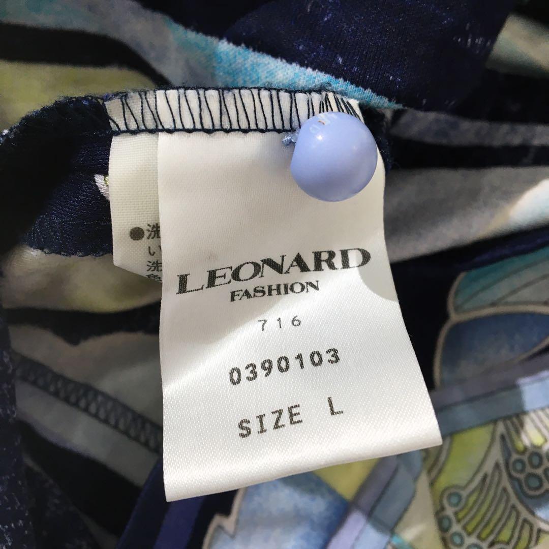 レオナール ロングワンピース【L】大きいサイズ 半袖 花柄 マキシ丈 綿100%