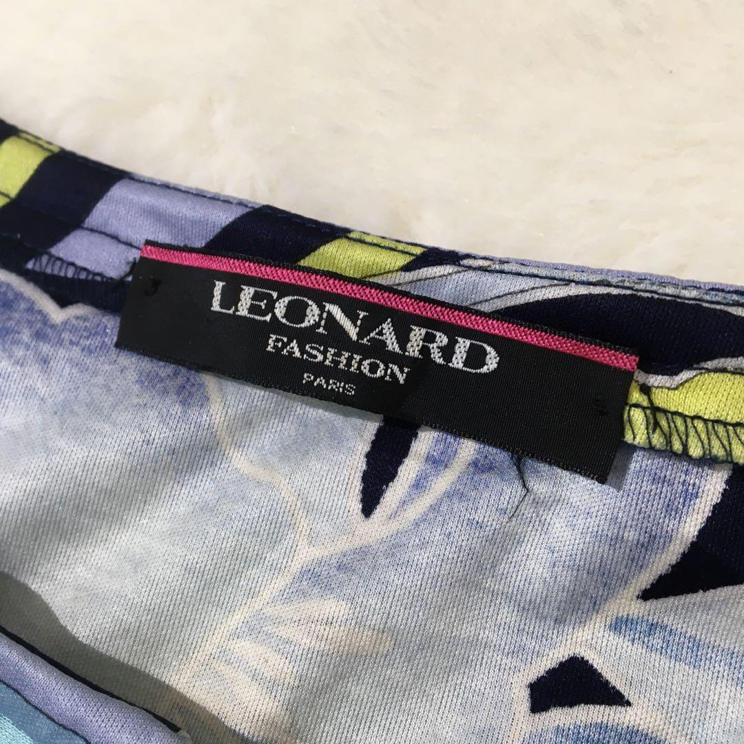 レオナール ロングワンピース【L】大きいサイズ 半袖 花柄 マキシ丈 綿100%