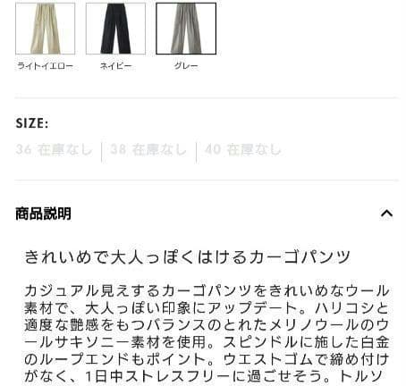 専用☆エブール ebure ウールサキソニーカーゴパンツ