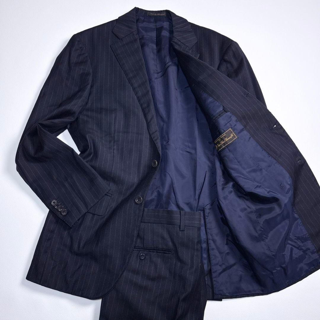 美品 ロロピアーナ スーツ セットアップ M ネイビー ストライプ シップス