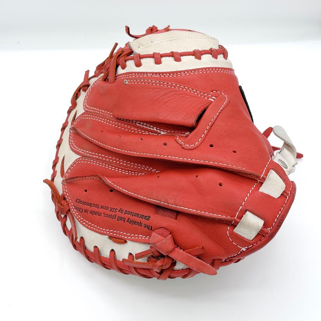 【オーダーメイド】SSK 軟式 キャッチャーミット 野球 赤 本革 右利き