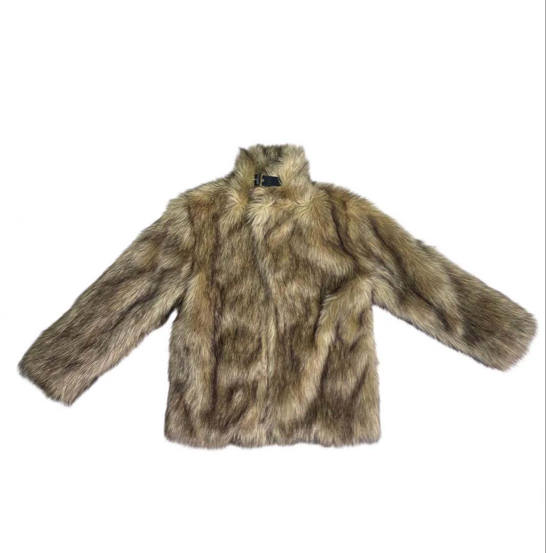 Fauxファースタンドカラーコート