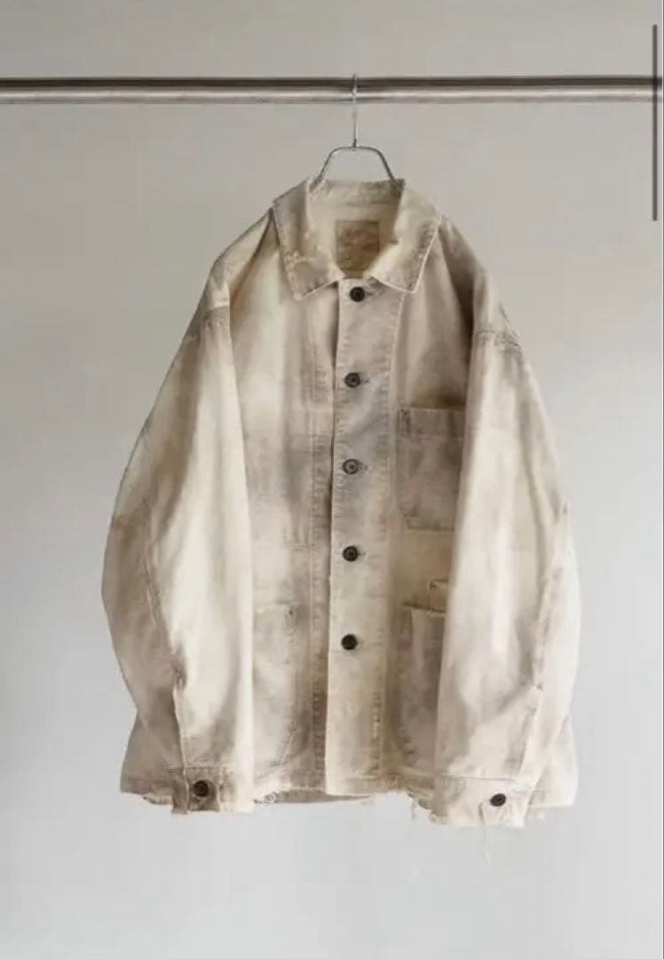 【即完売】ANCELLM UNEVEN PAINT COVERALL/BEIGE