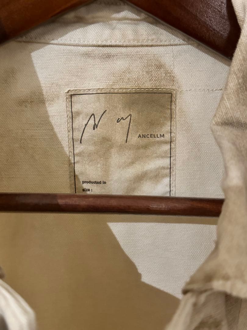 【即完売】ANCELLM UNEVEN PAINT COVERALL/BEIGE