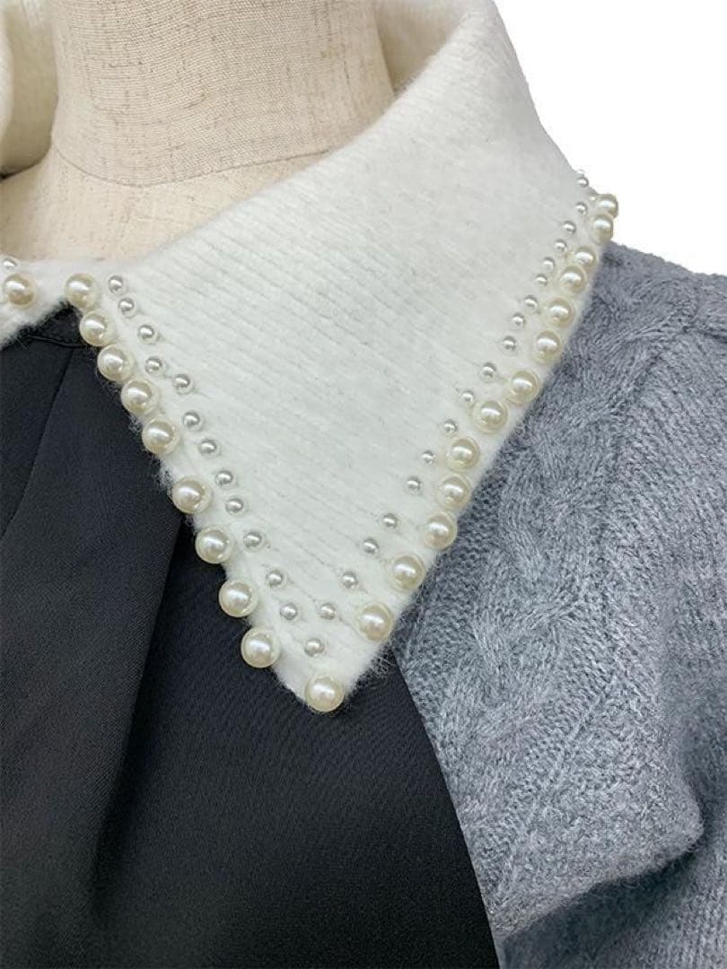 アドニシス Aadonisis リボンニットマーメイド ワンピース パール襟