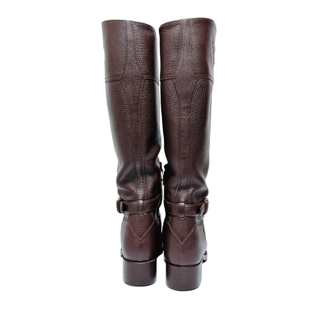 【極美品・箱付】PRADA ロングブーツ 36 ダークブラウン レザー