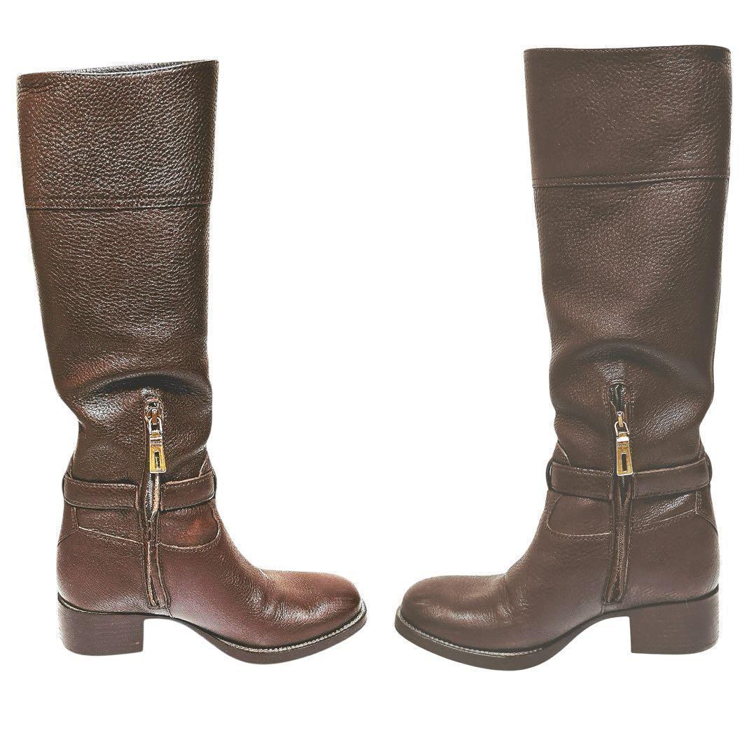 【極美品・箱付】PRADA ロングブーツ 36 ダークブラウン レザー