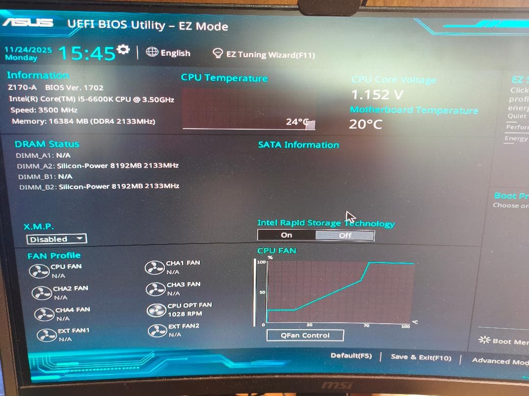 【送料込】i5 6600K　ASUSZ170　16gbRAM　セット