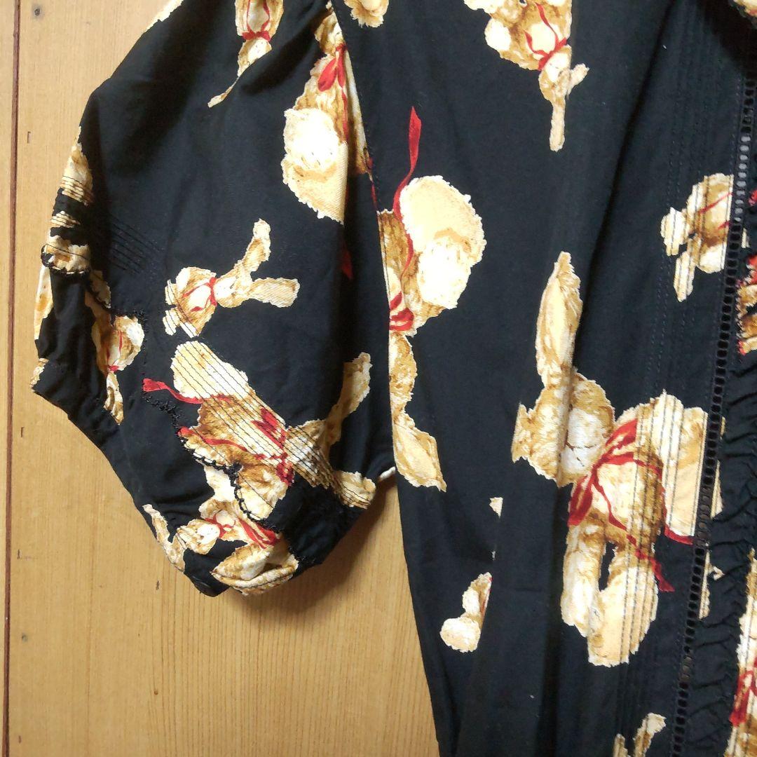 美品ピンクハウス　ぬいぐるみうさぎプリントワンピース