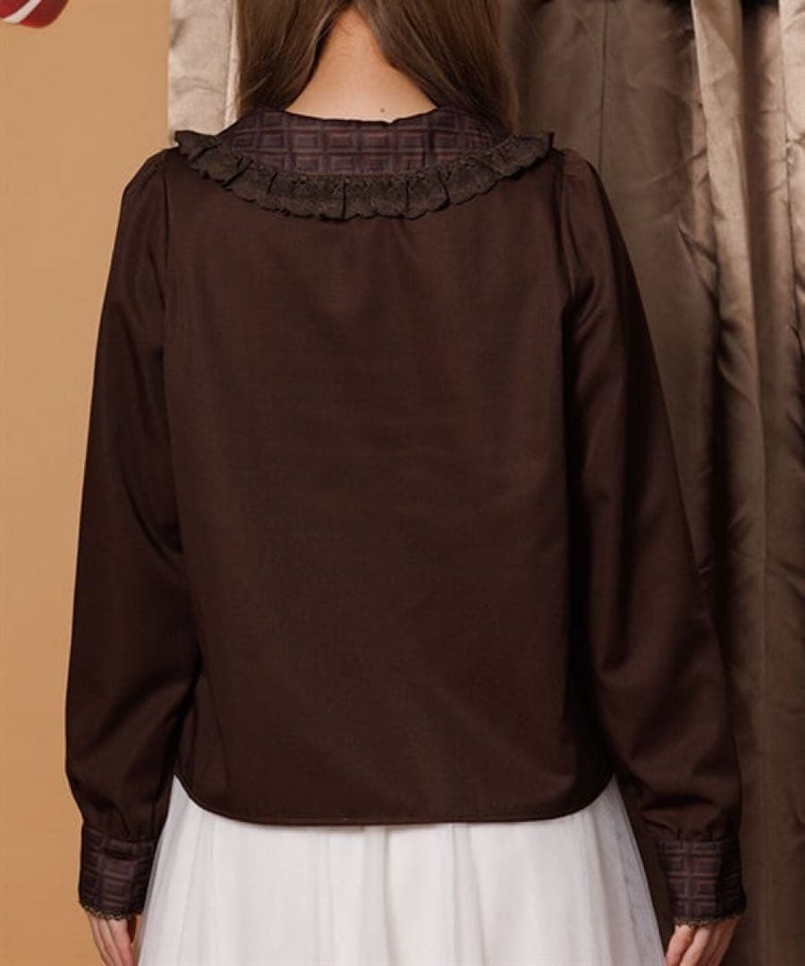 新品タグ付き✴︎シャルミエール　チョコレート柄衿ブラウス