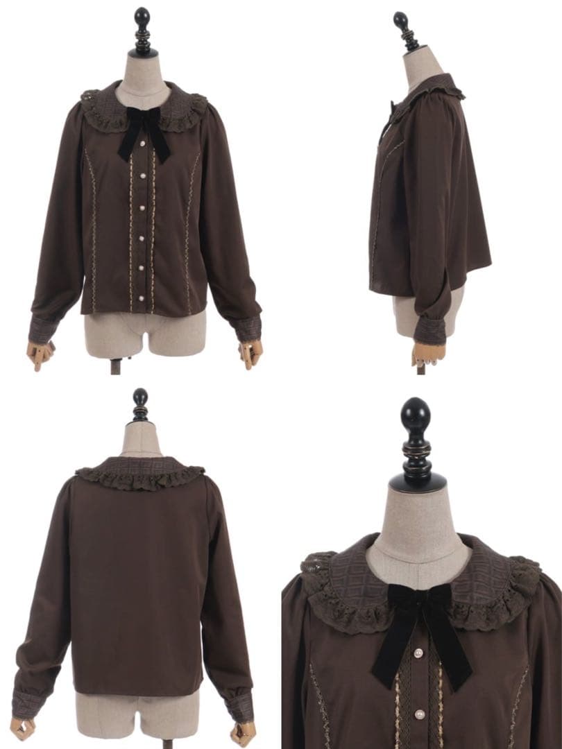 新品タグ付き✴︎シャルミエール　チョコレート柄衿ブラウス